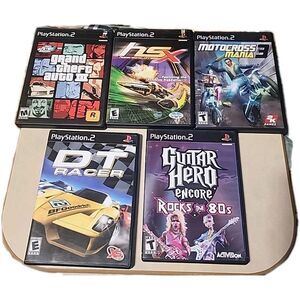 5 PlayStation 2 Racer Hyper Sonic Motocross Grand Theft Auto 3 Video Game Lot